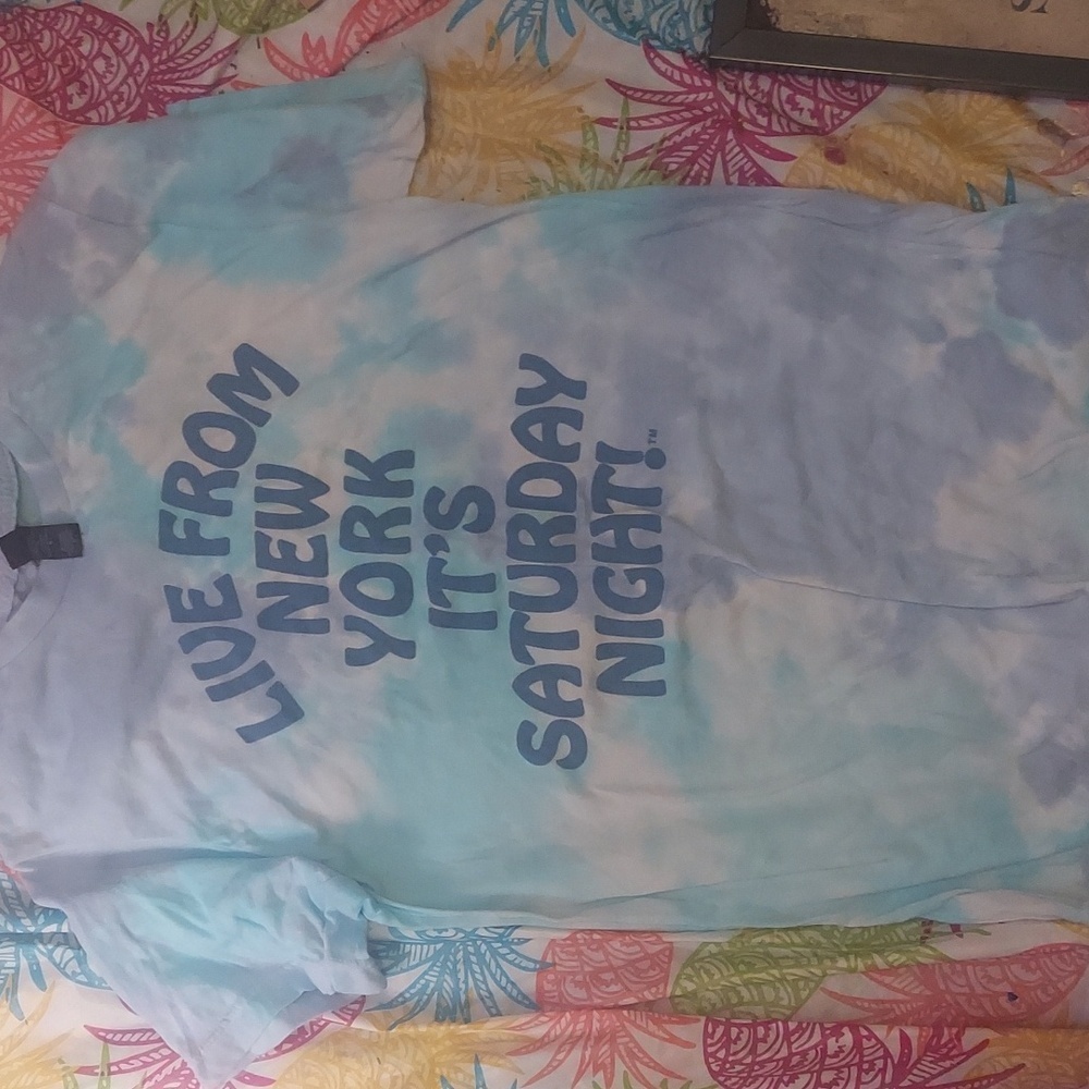 Epics 90s tie dye. Snl graphic on blue / purple tie dyed
